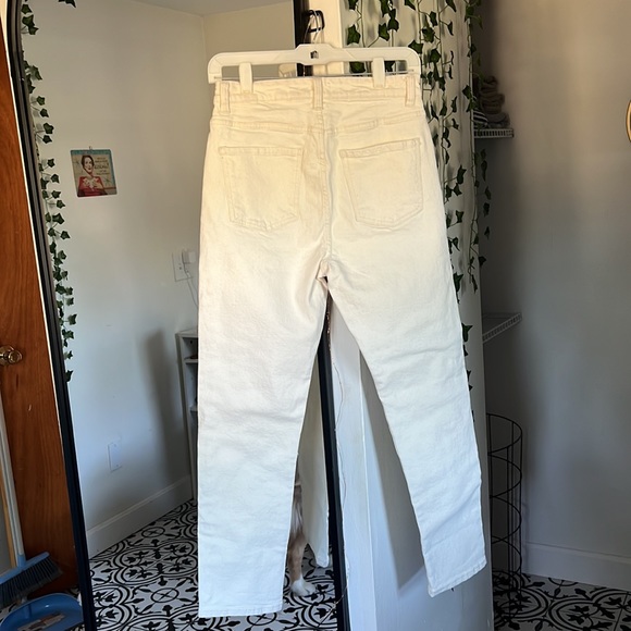 khaki colored slim straight high waisted jeans - Picture 4 of 5